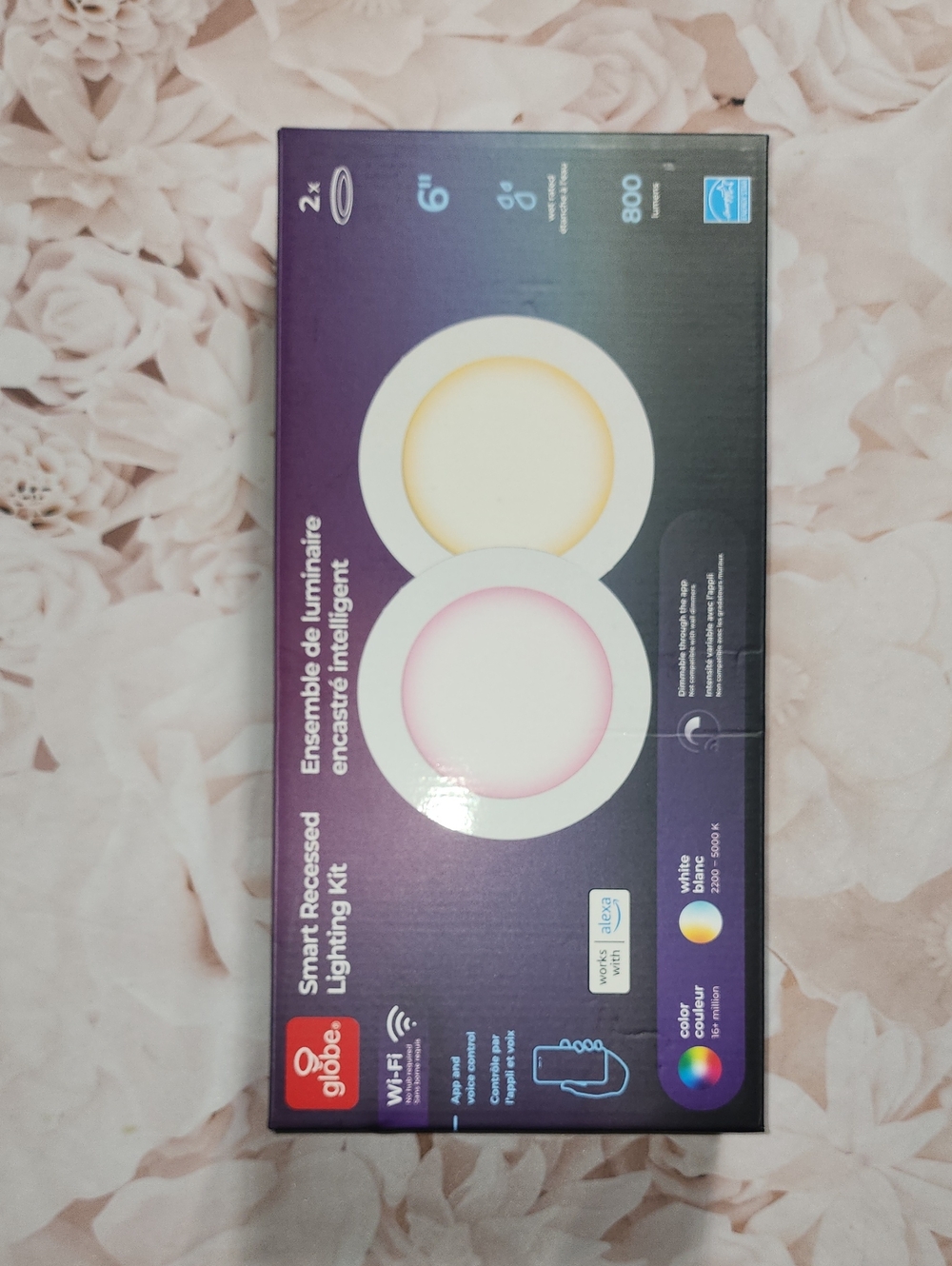Globe Electric 50581 Smart 6" LED Recessed Lighting Kit 2-Pack Alexa Wi-Fi
